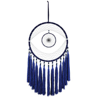 Navy blue dreamcatcher with white eye web and tassels LV9671