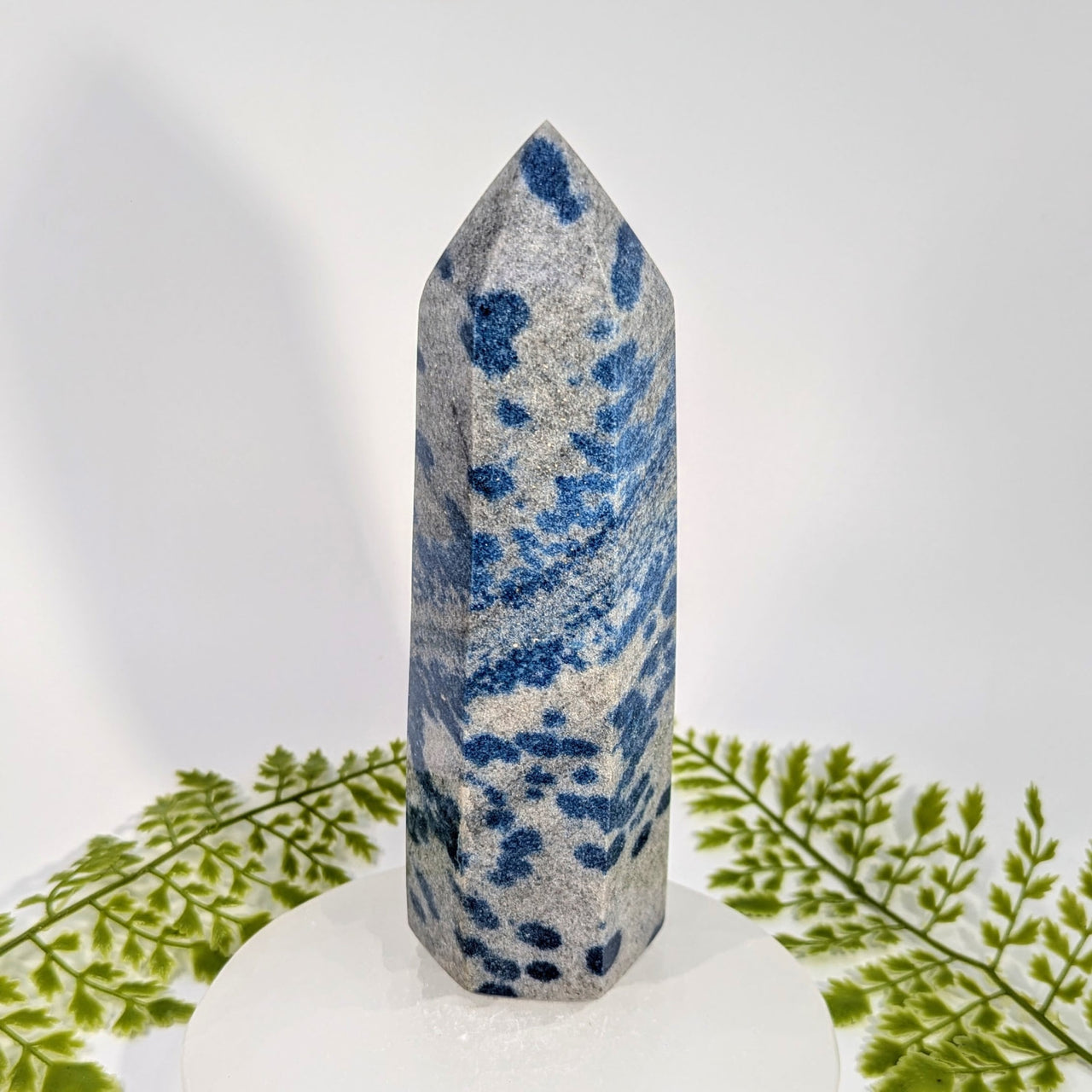 Blueberry quartz 7-inch manganese tower crystal point #BC1048