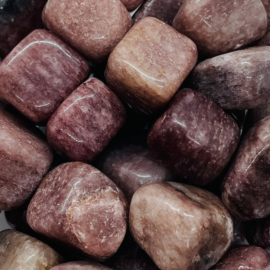 Smooth, polished red aventurine tumbled stones clustered together in BOGO Red Aventurine T509