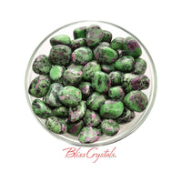 Thumbnail for Ruby in Zoisite tumbled stones in a glass bowl for BOGO Ruby and Zoisite aka Anoylite