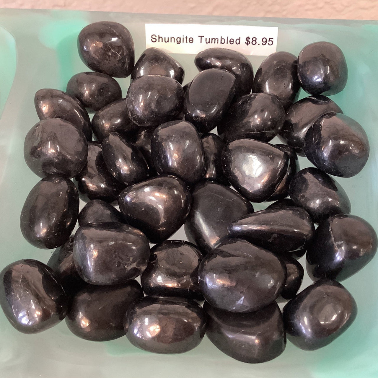 Polished black shungite stones in BOGO Shungite Russian Tumbled #T307 product