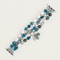 Bohemian Frost Stretch Apatite and Pearl Apple Watch Strap #BC0535