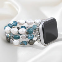 Bohemian Frost Stretch Apatite and Pearl Apple Watch Strap #BC0535