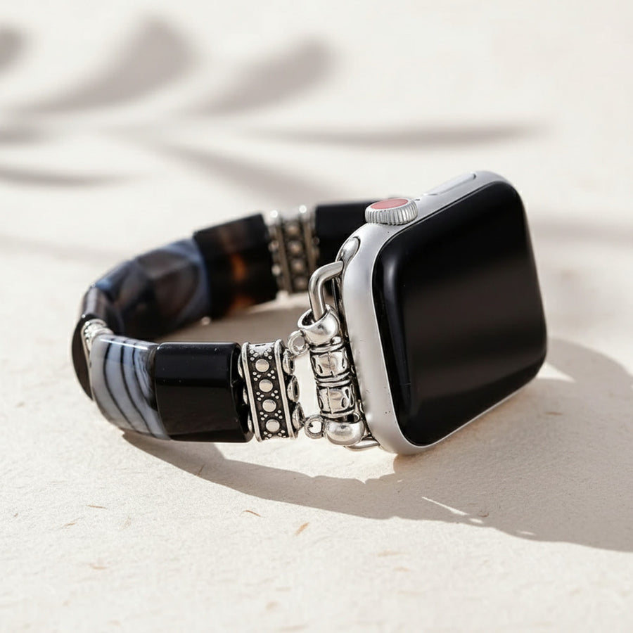 Bohemian Noir Onyx Stretch Apple Watch Strap #BC0530