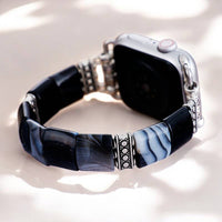 Bohemian Noir Onyx Stretch Apple Watch Strap #BC0530
