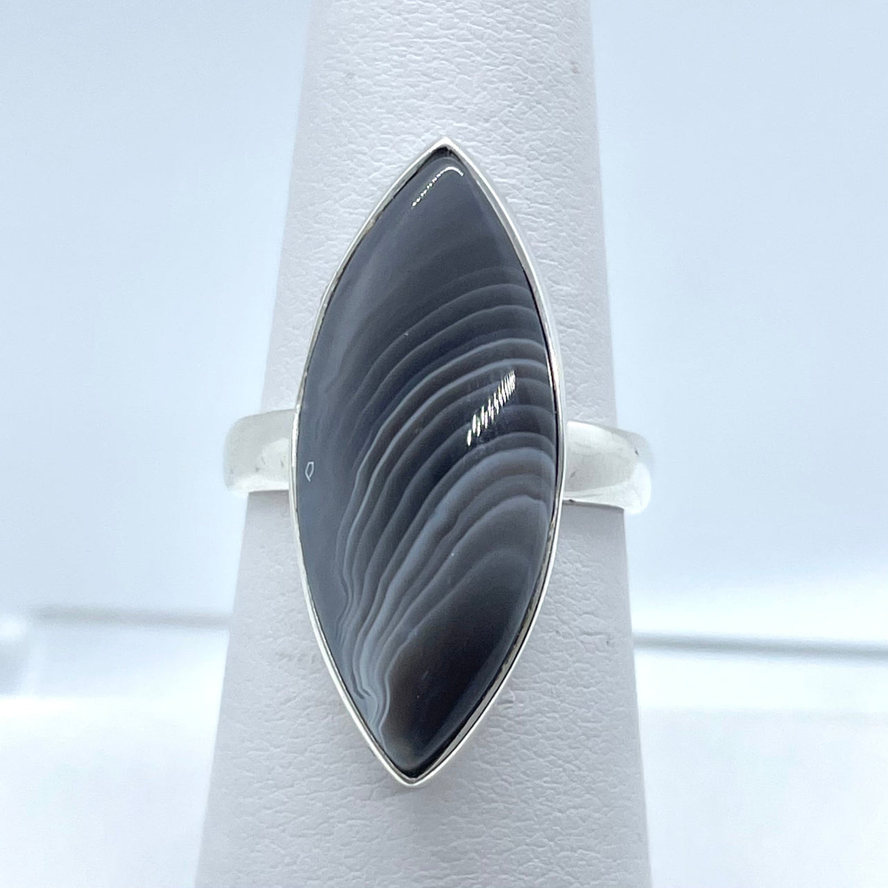 Botswana Agate S.S Ring #J706 - Marquise Size: 7 - $126