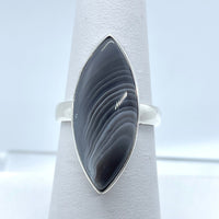 Thumbnail for Botswana Agate S.S Ring #J706 - Marquise Size: 7 - $126