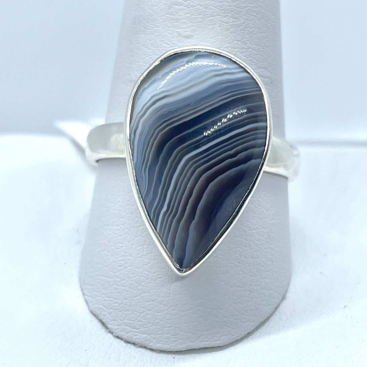 Botswana Agate S.S Ring #J706 - Teardrop Size: 11 - $105