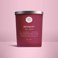 Thumbnail for Burgundy Bouquet Soy Candle 12oz in frosted glass with Pink Kunzite Crystals