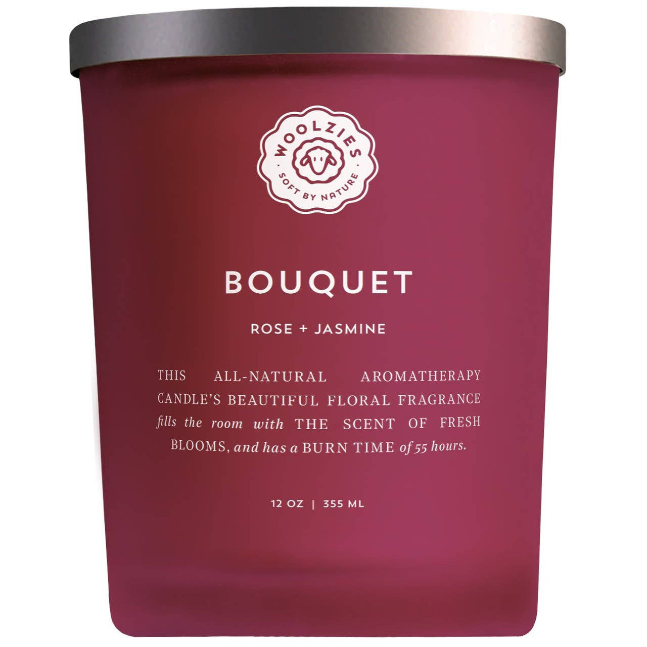 Burgundy Bouquet Soy Candle 12oz with Pink Kunzite Crystals and Rose Jasmine fragrance