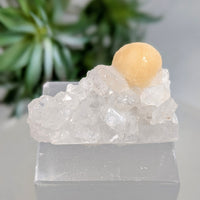 Boytroidal Fluorite ’Egg’ 2’’ on Quartz Cluster #LV9230
