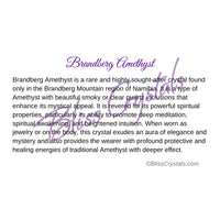 Brandberg Amethyst Crystal Information Card Double sided