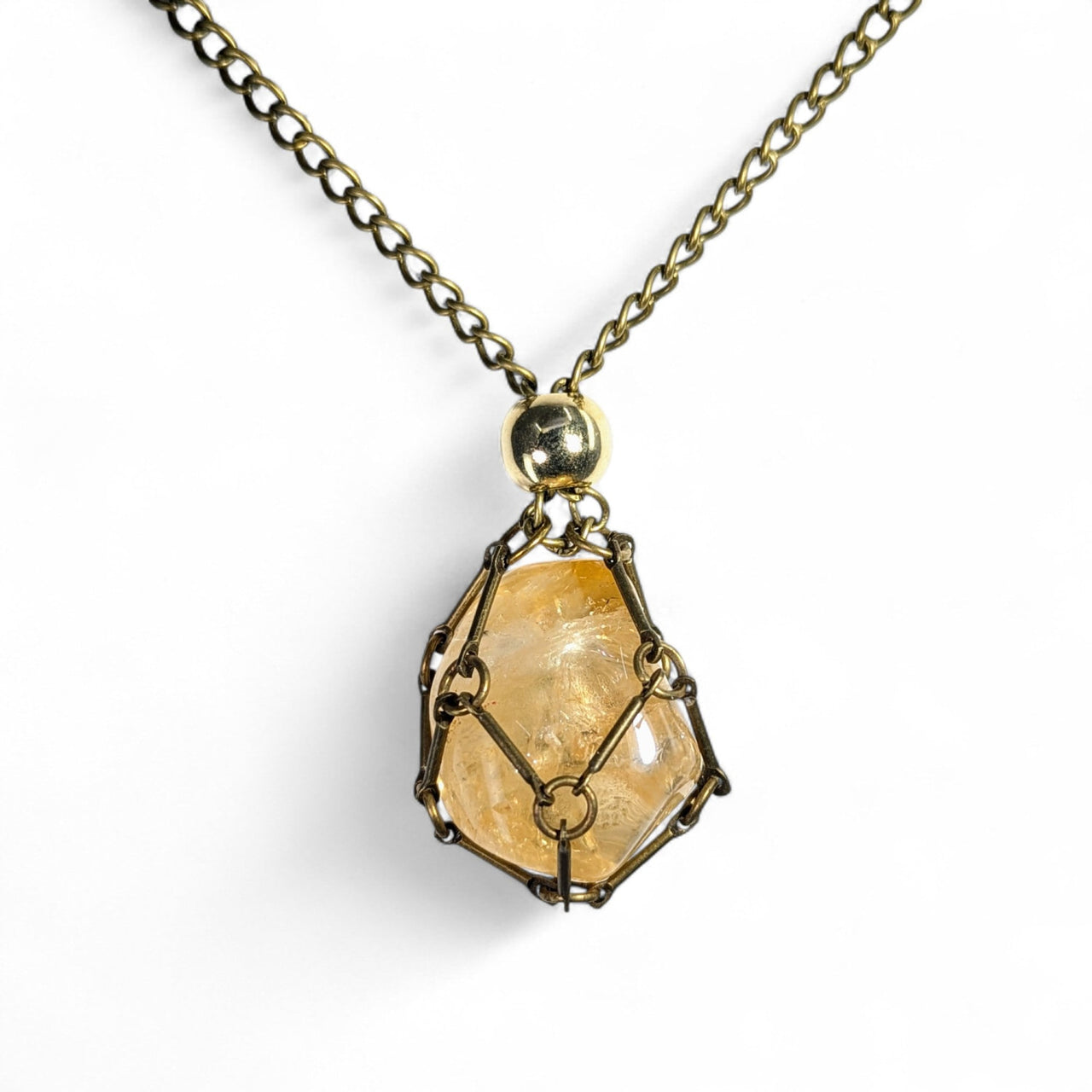 Brass Crystal Holder Necklace 23’’ - (One stone included)