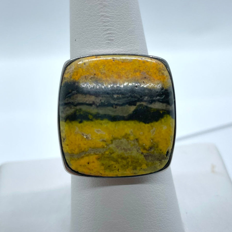 Bumblebee Jasper S.S Ring #J715 - Square Size: 9 - $121