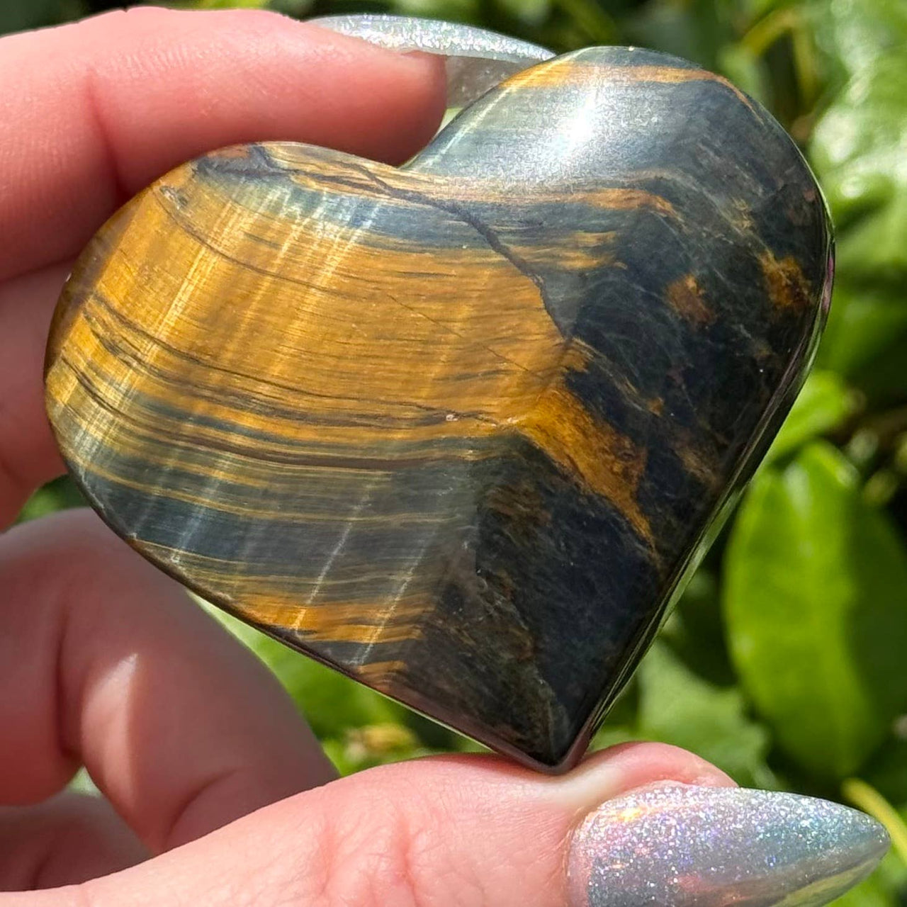 Blue and Gold Tiger Eye Heart #BC0566