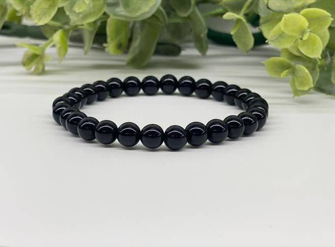 Black Tourmaline Bracelet 7" with 6mm Beads #LV3994