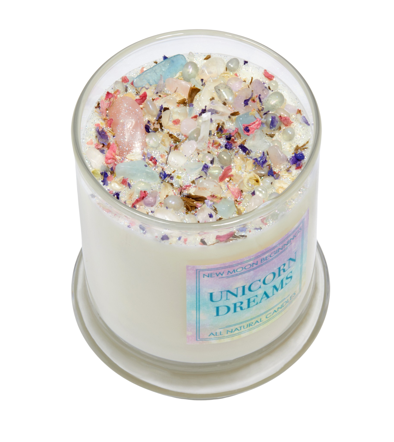Unicorn Dreams Candle - Soy Candles Flower & Crystal Candles #BC0558