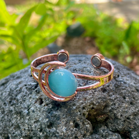 Thumbnail for Copper Crescent Gemstone Bangle (Blue) #LV5285