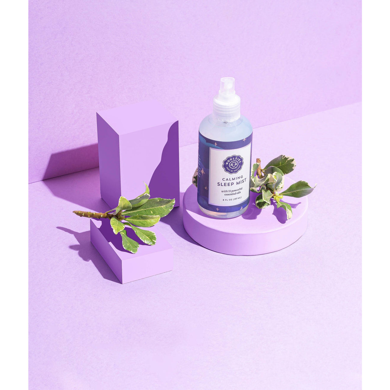 Calming Sleep Mist 8oz lavender spray bottle with white label
