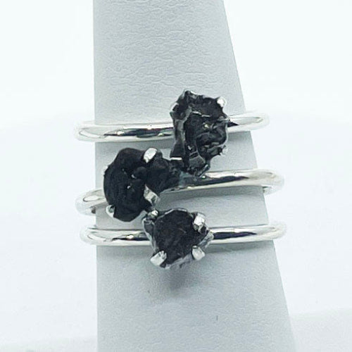 One (1) Campo del Cielo Meteorite Stackable Dainty Ring.925 