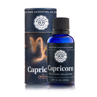 Blue glass bottle of Woolzies Capricorn essential oil blend 1oz