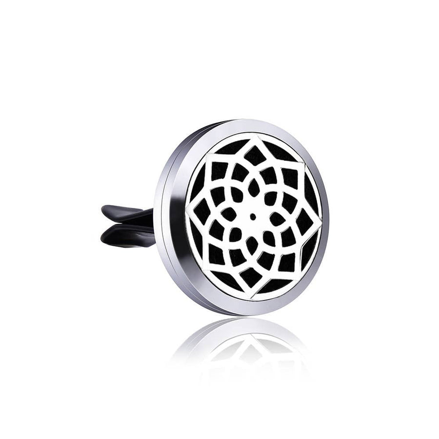 Black and white enameled ring car clip diffuser for essential oils, Dream Catcher design#E002555