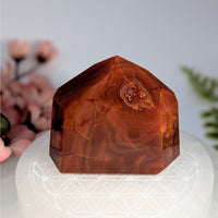 Polished carnelian 2.5-inch agate geode generator #BC0752 with eye formation