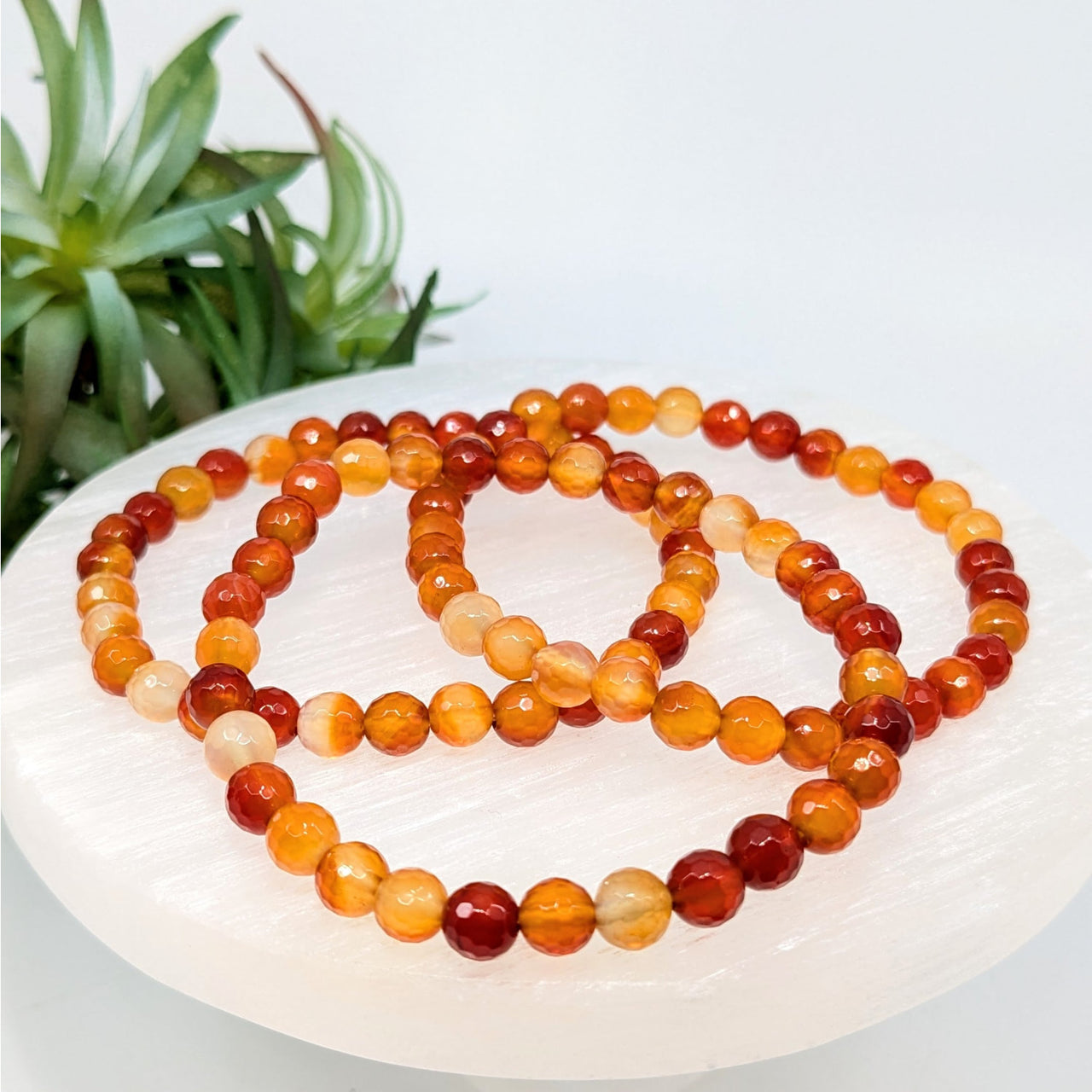 Carnelian 6mm Faceted Bracelet #LV6266 - $9.95