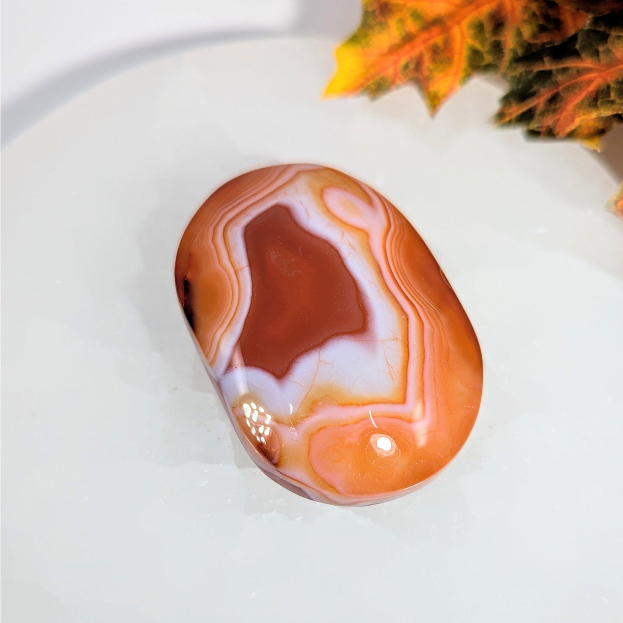 Carnelian Agate 2.1’’ Palm Stone #BC0054 - $28