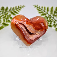Polished carnelian druzy 2.2-inch heart #BC1015 with geode interior
