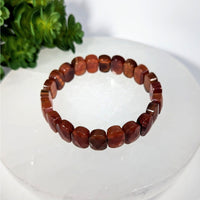 Polished faceted carnelian tiger eye 8-inch oval bracelet BC0270