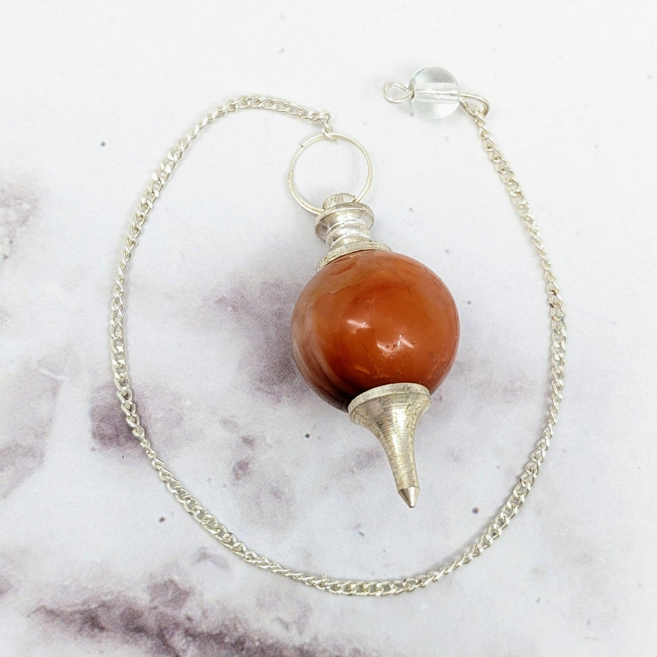 Elegant Carnelian Marble Pendulum Necklace with Orange Stone - Product #J592