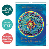 Celebrating The Day #19596 birthday card with blue mandala sun design