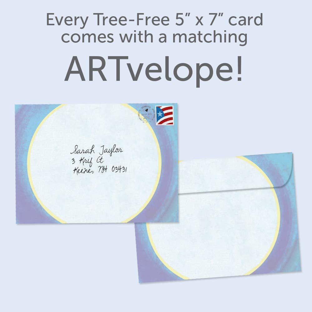 Celebrating The Day Birthday Greeting Card #19596 in light blue purple artvelope