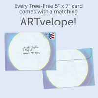 Celebrating The Day Birthday Greeting Card #19596 in light blue purple artvelope