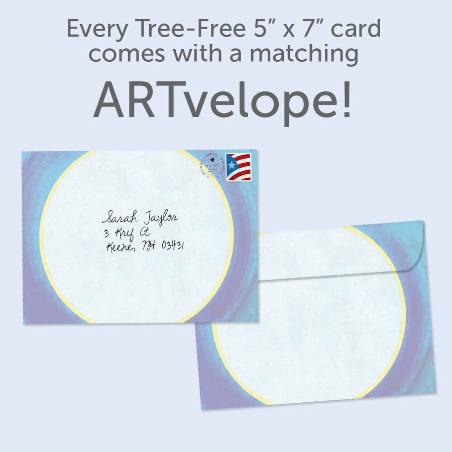 Celebrating The Day Birthday Greeting Card #19596 in light blue purple artvelope