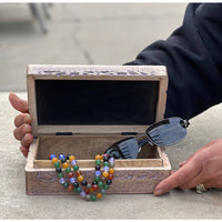 Thumbnail for Celestial Moon and Stars Hand Carved Wooden Box Storage