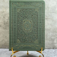 Celestial Nature Gold Foil Journal LV9549 with green leather floral embossing