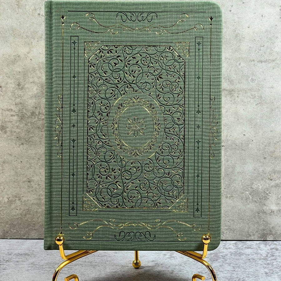 Celestial Nature Gold Foil Journal LV9549 with green leather floral embossing