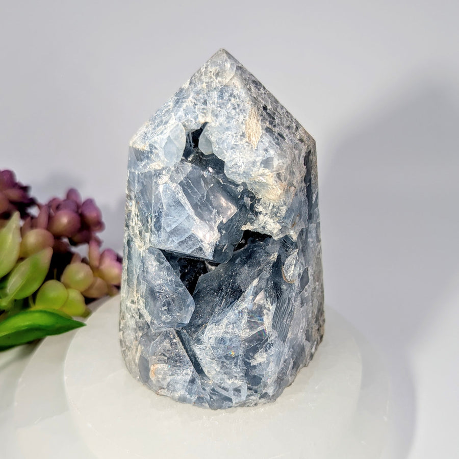 Celestite 4’’ Geode Generator Quartz Crystal Tower #BC0241