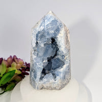 Celestite 5’’ Geode Generator #BC0242 with blue-gray crystalline interior