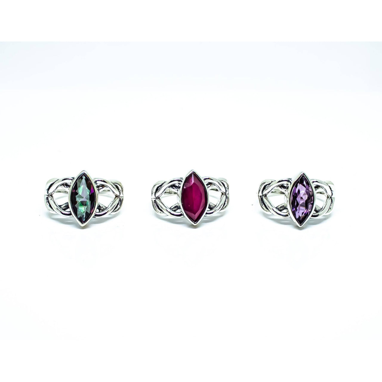 Celtic Knot Marquise Gemstone Sterling Silver Ring #RIN1043