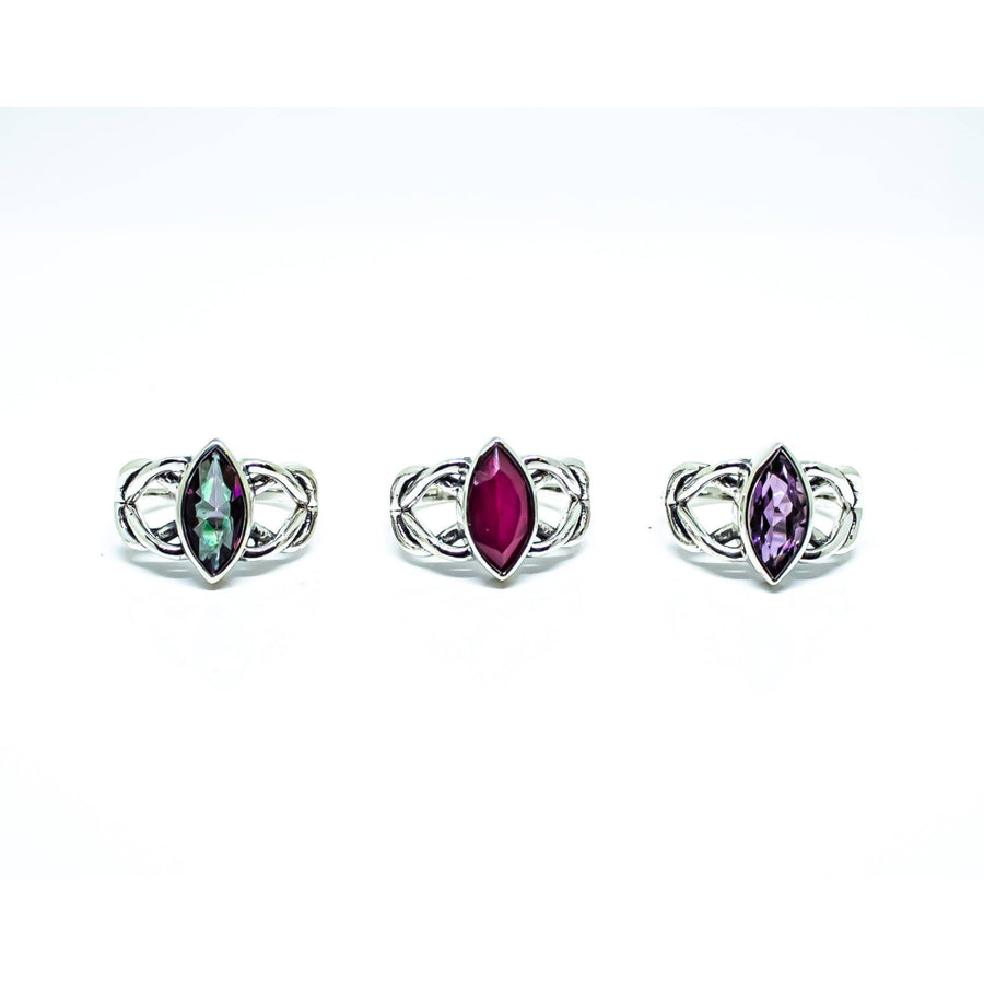 Celtic Knot Marquise Gemstone Sterling Silver Ring #RIN1043