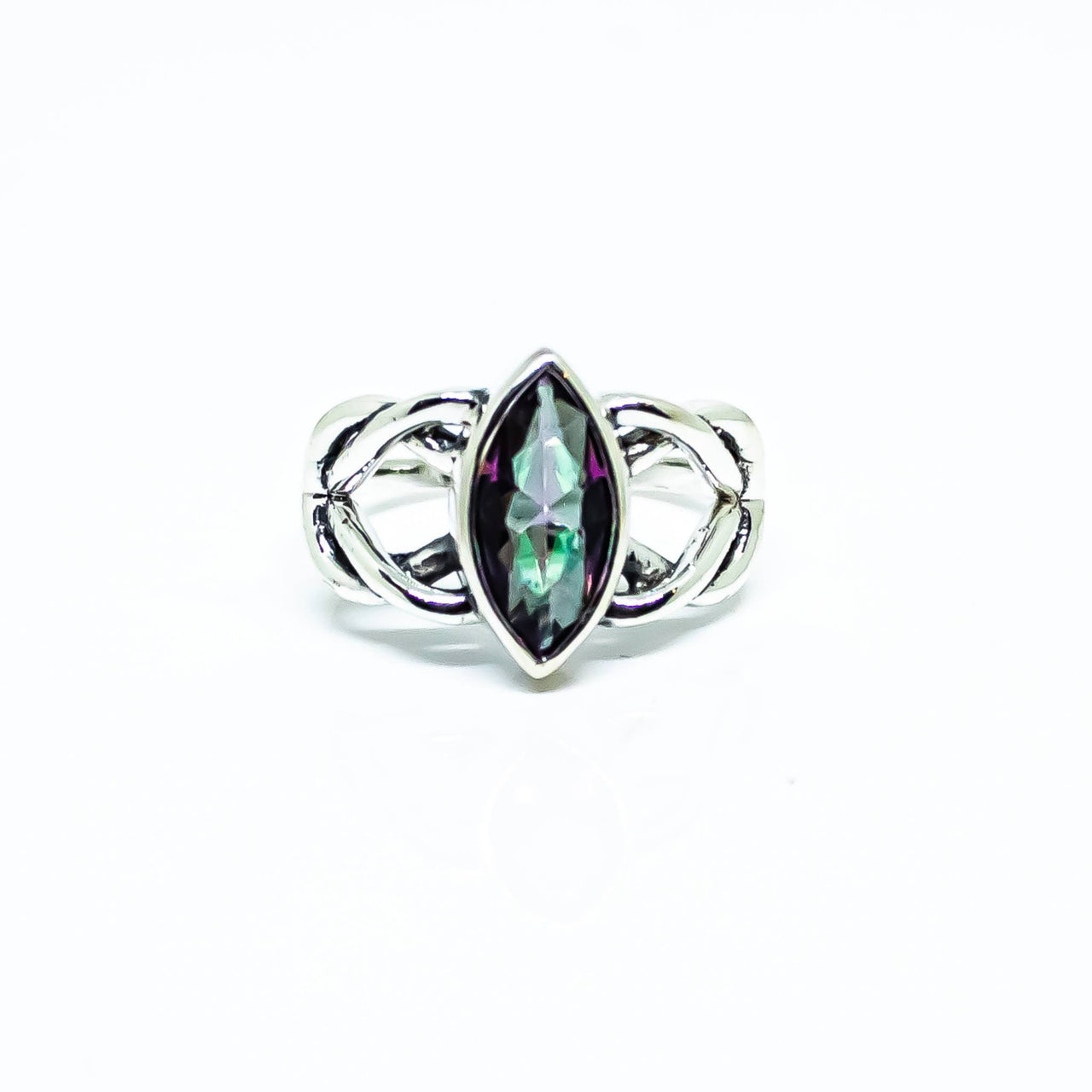 Celtic Knot Marquise Gemstone Sterling Silver Ring #RIN1043