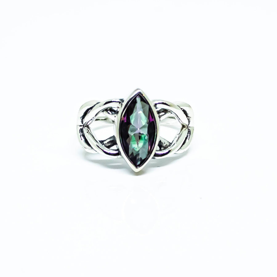 Celtic Knot Marquise Gemstone Sterling Silver Ring #RIN1043