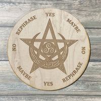 Celtic pentagram wooden coaster with yes maybe options LV9074