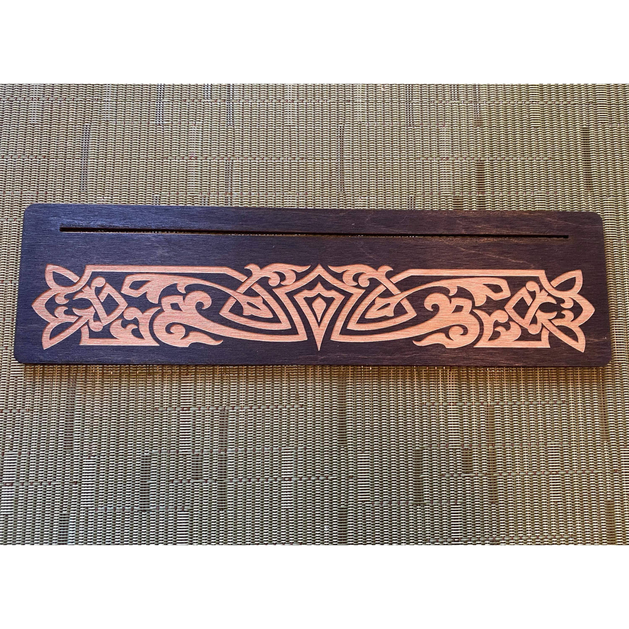 Celtic Tarot Card Holder LV9075 with intricate wooden knot design