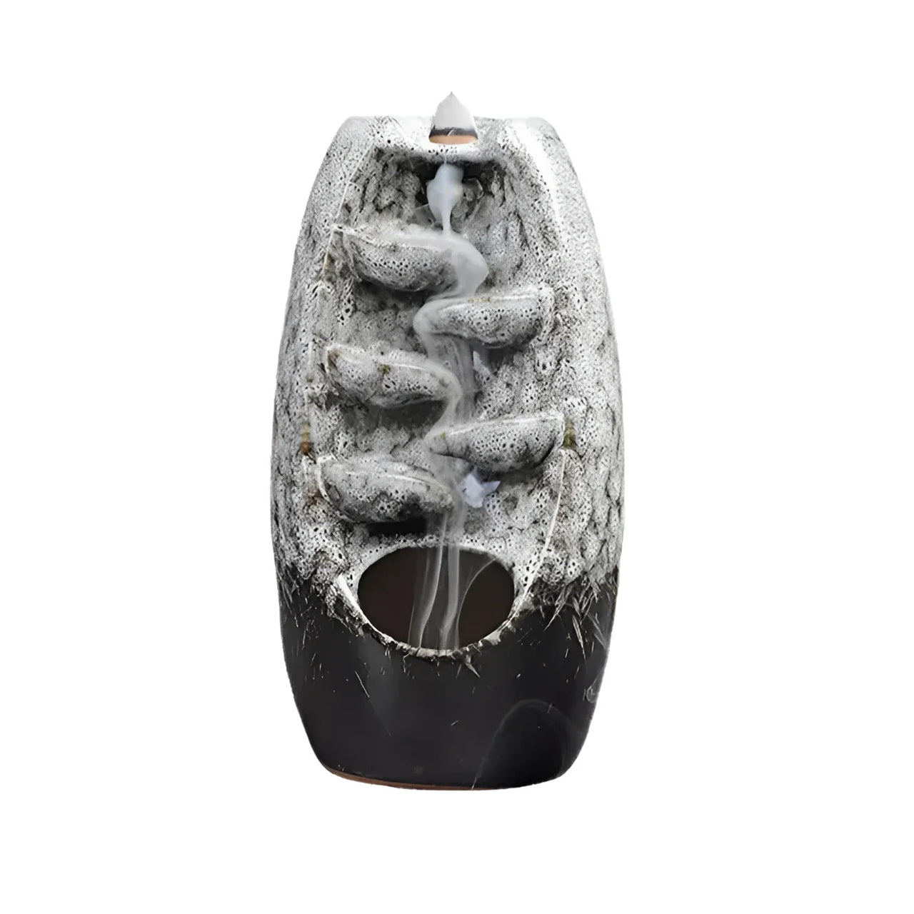 Ceramic backflow incense burner Q335 with cascading water fountain design