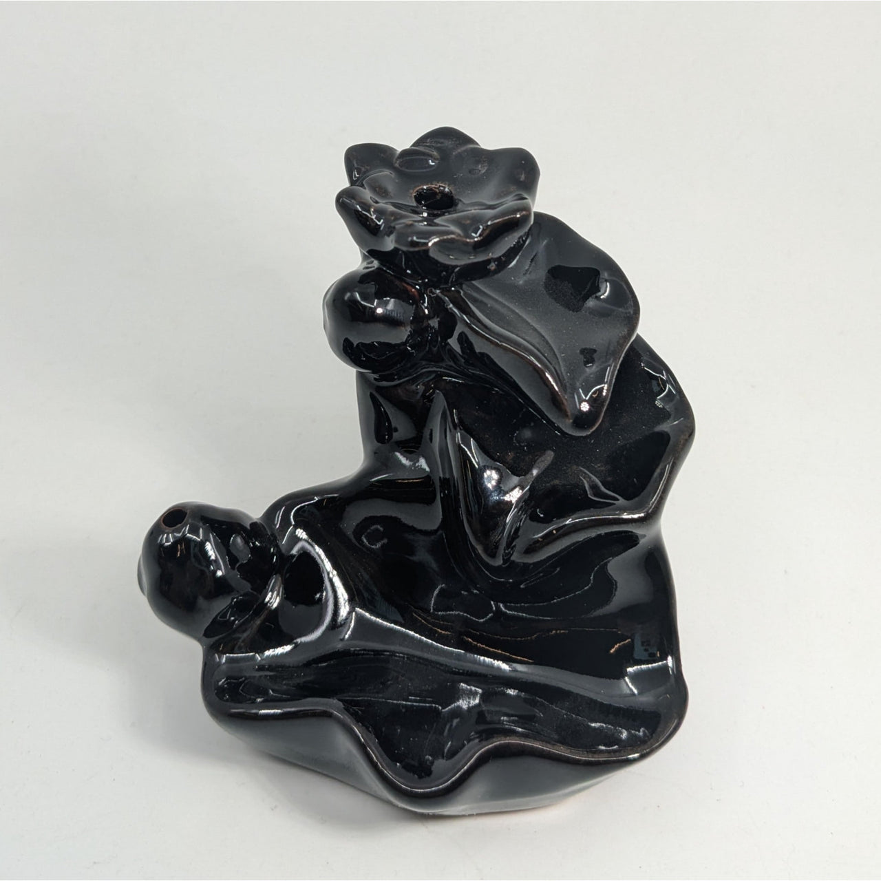 Black glossy ceramic flower vase backflow incense burner Q335