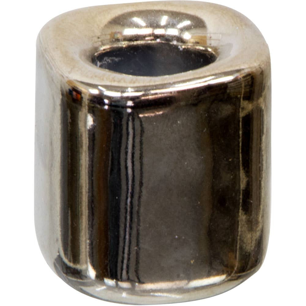 Shiny hollow silver cube ceramic chime candle holder displayed in product LV5335